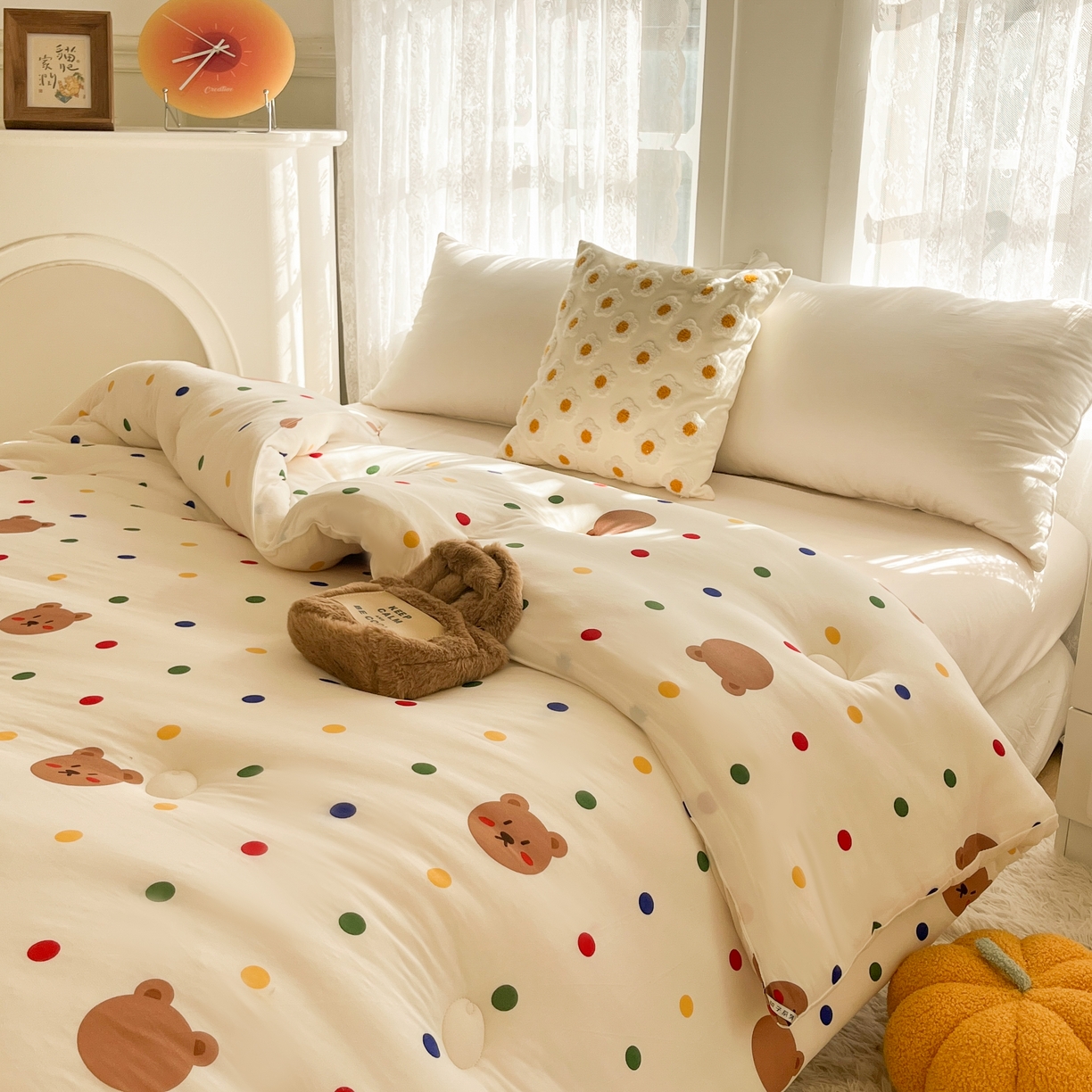 91家纺网 家纺一手货源 找家纺 小叮当家纺仓储工厂店 2026新款（全花型全花型大货 不断货）宝宝被子豆豆绒牛奶针织棉被子儿童被子豆豆被大豆被春秋被秋冬被 牛奶针织被-米洛熊