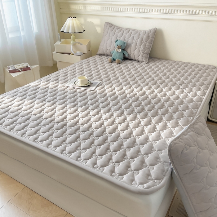 91家纺网 家纺一手货源 找家纺 LIFE.丽芙 2025新款水洗原棉单件蝴蝶结绗缝夹棉床褥垫子三件套 蝴蝶结床褥垫-山灰