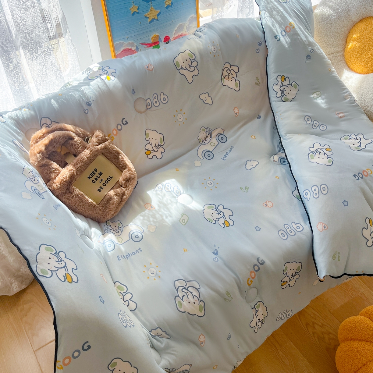91家纺网 家纺一手货源 找家纺 小叮当家纺仓储工厂店 2026新款（全花型全花型大货 不断货）宝宝被子豆豆绒牛奶针织棉被子儿童被子豆豆被大豆被春秋被秋冬被 牛奶针织被-汽车小象