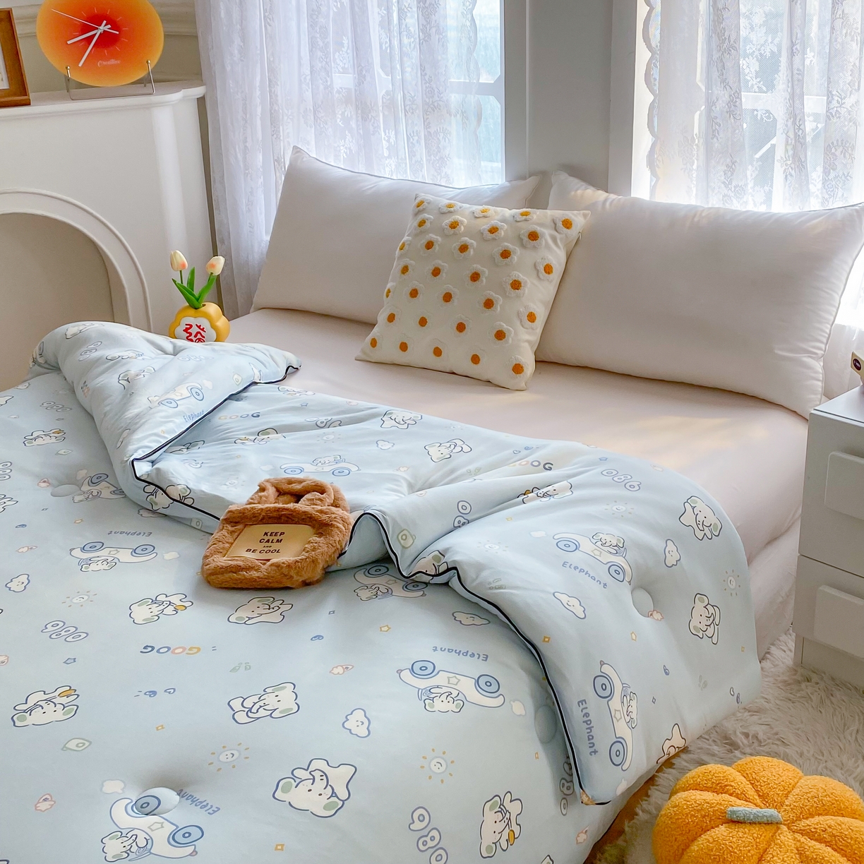 91家纺网 家纺一手货源 找家纺 小叮当家纺仓储工厂店 2026新款（全花型全花型大货 不断货）宝宝被子豆豆绒牛奶针织棉被子儿童被子豆豆被大豆被春秋被秋冬被 牛奶针织被-汽车小象