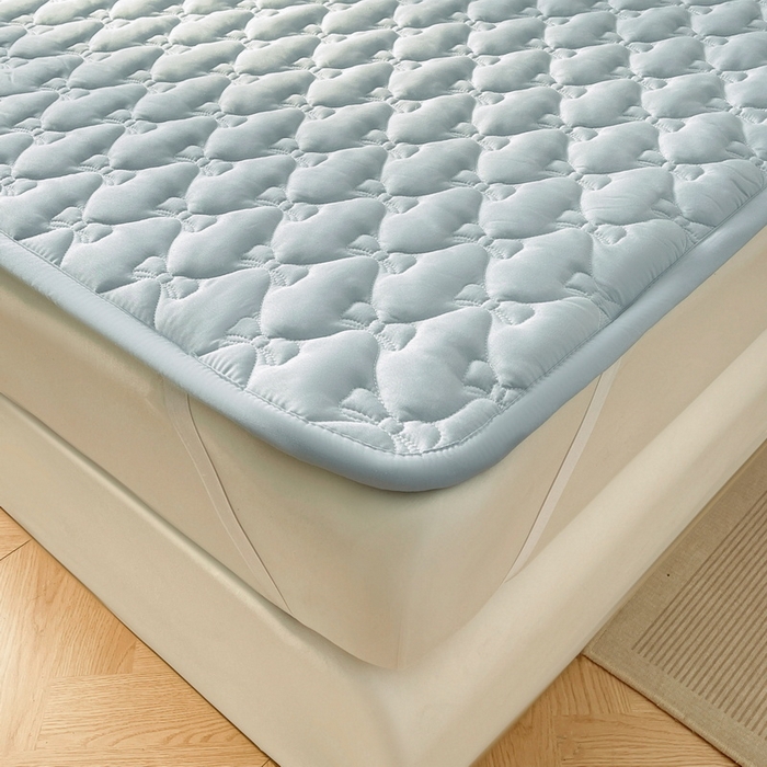 91家纺网 家纺一手货源 找家纺 LIFE.丽芙 2025新款水洗原棉单件蝴蝶结绗缝夹棉床褥垫子三件套 蝴蝶结床褥垫-海青