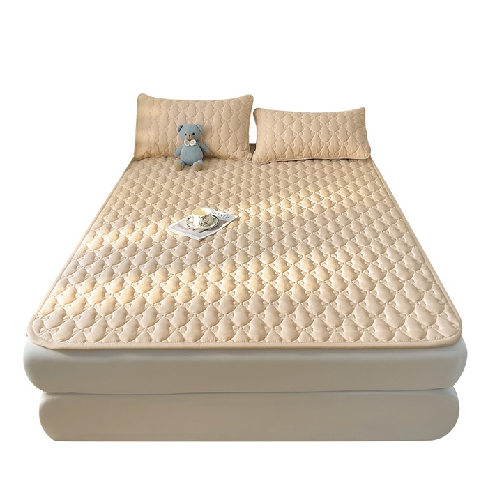 91家纺网 家纺一手货源 找家纺 LIFE.丽芙 2025新款水洗原棉单件蝴蝶结绗缝夹棉床褥垫子三件套 蝴蝶结床褥垫-奶茶