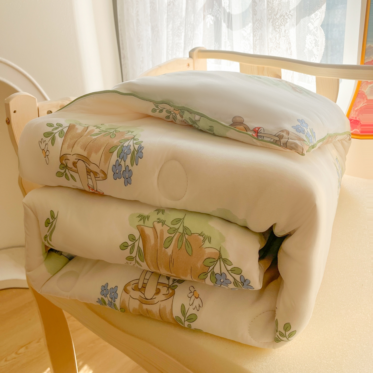 91家纺网 家纺一手货源 找家纺 小叮当家纺仓储工厂店 2026新款（全花型全花型大货 不断货）宝宝被子豆豆绒牛奶针织棉被子儿童被子豆豆被大豆被春秋被秋冬被 牛奶针织被-松鼠萌兔