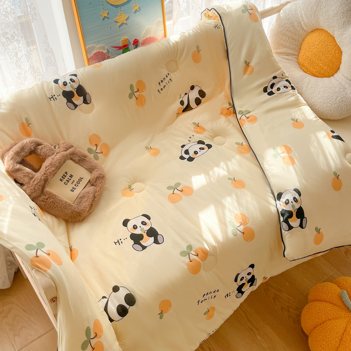 91家纺网 家纺一手货源 找家纺 小叮当家纺仓储工厂店 2026新款（全花型全花型大货 不断货）宝宝被子豆豆绒牛奶针织棉被子儿童被子豆豆被大豆被春秋被秋冬被 牛奶针织被-熊猫乐园