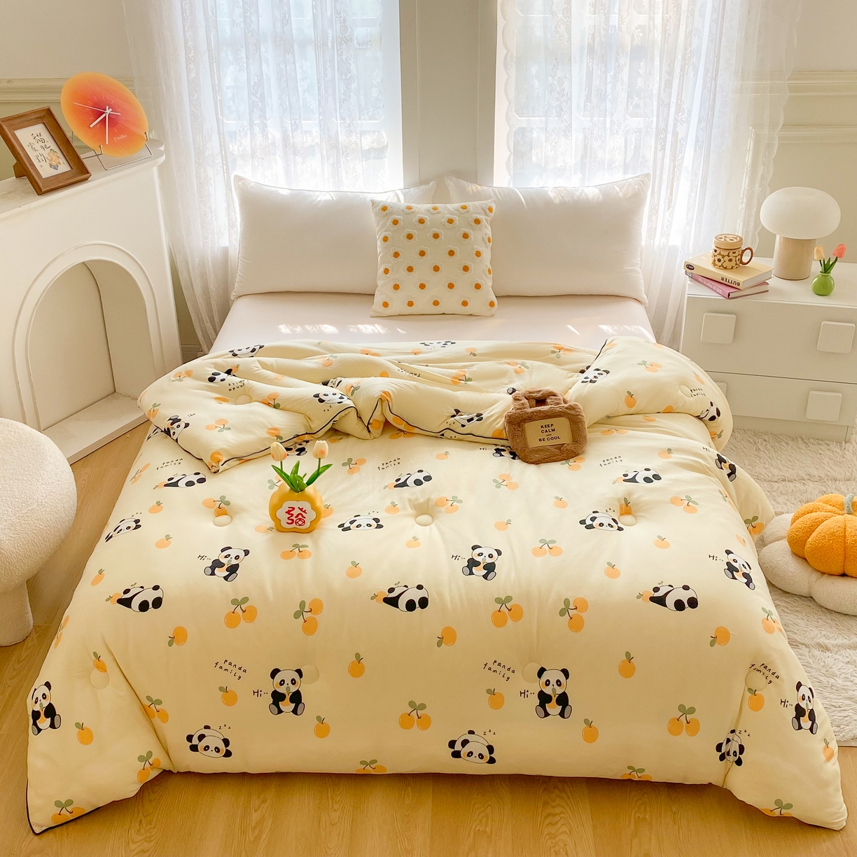 91家纺网 家纺一手货源 找家纺 小叮当家纺仓储工厂店 2026新款（全花型全花型大货 不断货）宝宝被子豆豆绒牛奶针织棉被子儿童被子豆豆被大豆被春秋被秋冬被 牛奶针织被-熊猫乐园