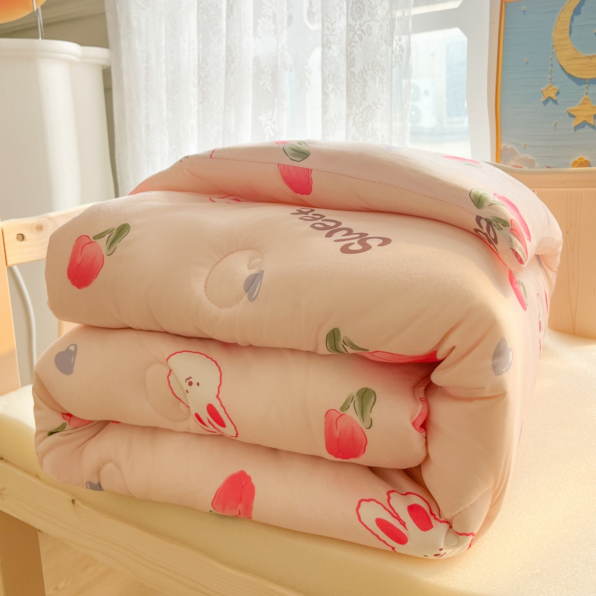 91家纺网 家纺一手货源 找家纺 小叮当家纺仓储工厂店 2026新款（全花型全花型大货 不断货）宝宝被子豆豆绒牛奶针织棉被子儿童被子豆豆被大豆被春秋被秋冬被 牛奶针织被-郁金香免