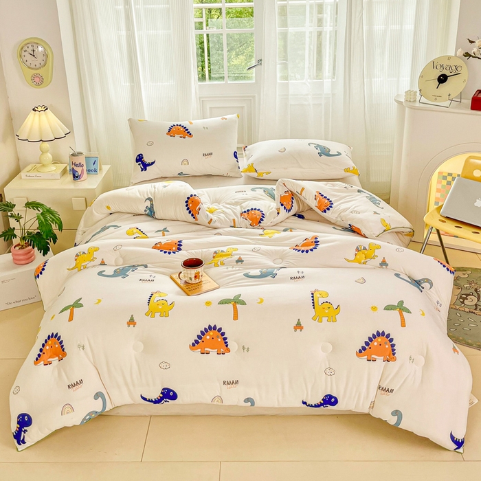 91家纺网 家纺一手货源 找家纺 小叮当家纺仓储工厂店 2026新款（全花型全花型大货 不断货）宝宝被子豆豆绒牛奶针织棉被子儿童被子豆豆被大豆被春秋被秋冬被 牛奶针织被-侏罗纪