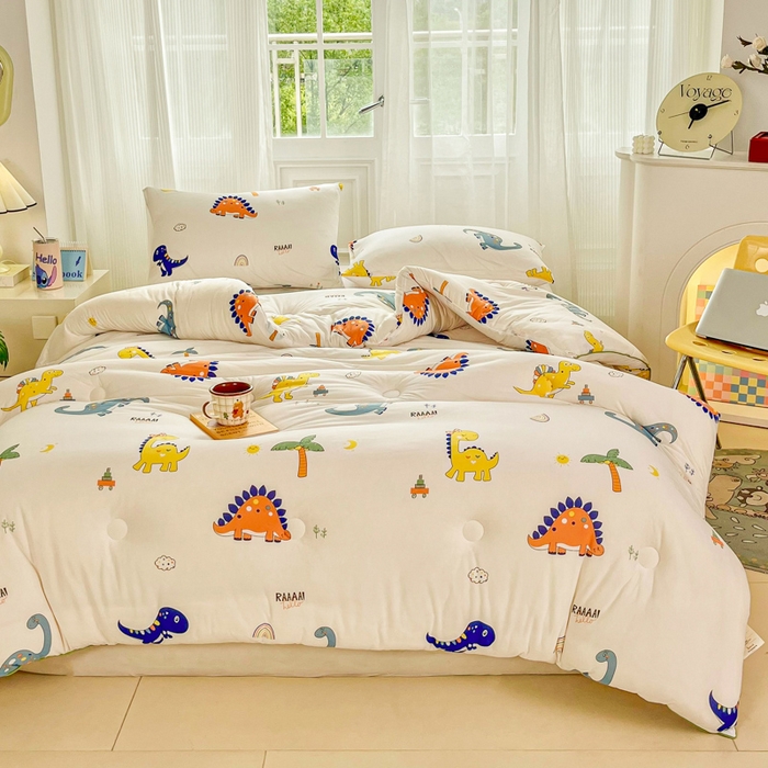 91家纺网 家纺一手货源 找家纺 小叮当家纺仓储工厂店 2026新款（全花型全花型大货 不断货）宝宝被子豆豆绒牛奶针织棉被子儿童被子豆豆被大豆被春秋被秋冬被 牛奶针织被-侏罗纪