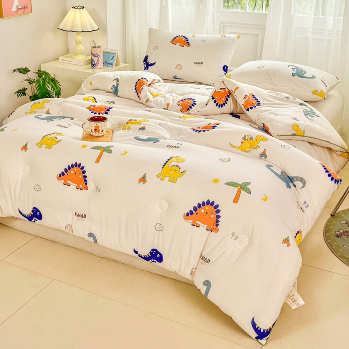 91家纺网 家纺一手货源 找家纺 小叮当家纺仓储工厂店 2026新款（全花型全花型大货 不断货）宝宝被子豆豆绒牛奶针织棉被子儿童被子豆豆被大豆被春秋被秋冬被 牛奶针织被-侏罗纪