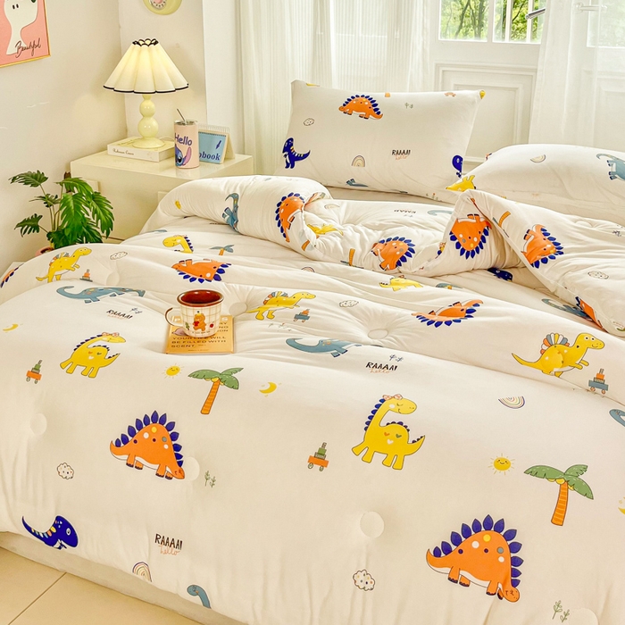 91家纺网 家纺一手货源 找家纺 小叮当家纺仓储工厂店 2026新款（全花型全花型大货 不断货）宝宝被子豆豆绒牛奶针织棉被子儿童被子豆豆被大豆被春秋被秋冬被 牛奶针织被-侏罗纪