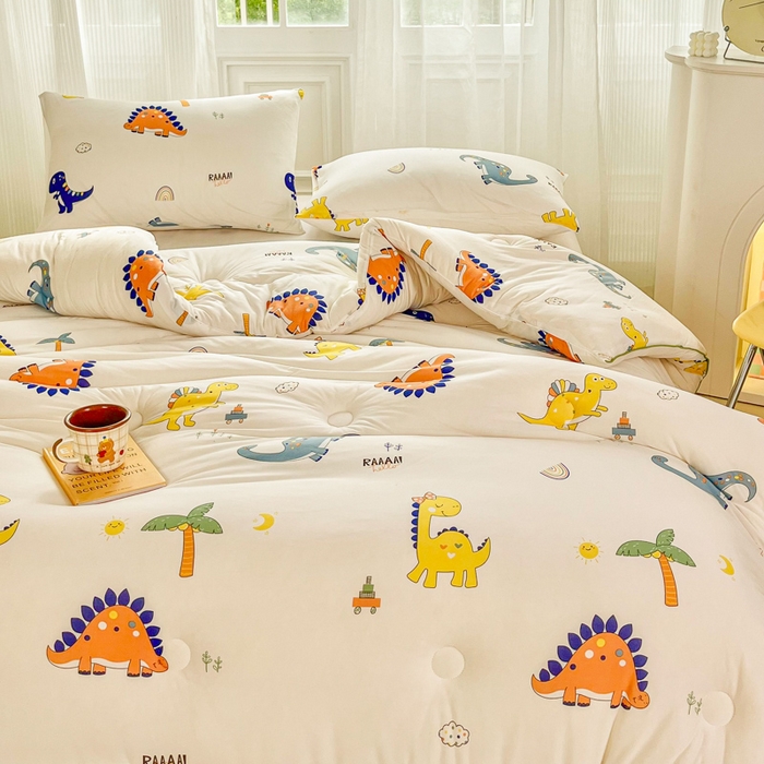 91家纺网 家纺一手货源 找家纺 小叮当家纺仓储工厂店 2026新款（全花型全花型大货 不断货）宝宝被子豆豆绒牛奶针织棉被子儿童被子豆豆被大豆被春秋被秋冬被 牛奶针织被-侏罗纪