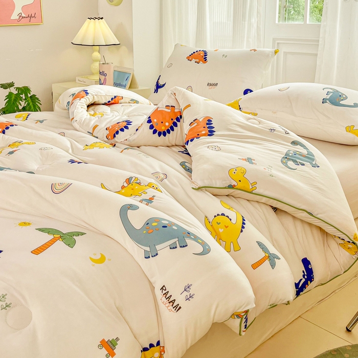 91家纺网 家纺一手货源 找家纺 小叮当家纺仓储工厂店 2026新款（全花型全花型大货 不断货）宝宝被子豆豆绒牛奶针织棉被子儿童被子豆豆被大豆被春秋被秋冬被 牛奶针织被-侏罗纪