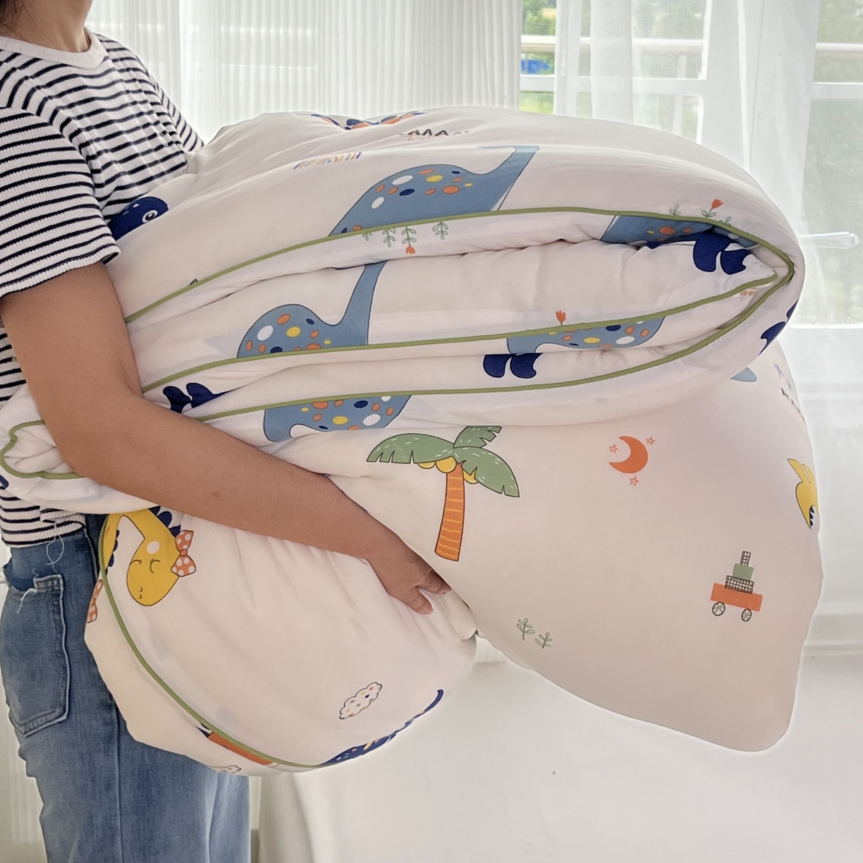 91家纺网 家纺一手货源 找家纺 小叮当家纺仓储工厂店 2026新款（全花型全花型大货 不断货）宝宝被子豆豆绒牛奶针织棉被子儿童被子豆豆被大豆被春秋被秋冬被 牛奶针织被-侏罗纪