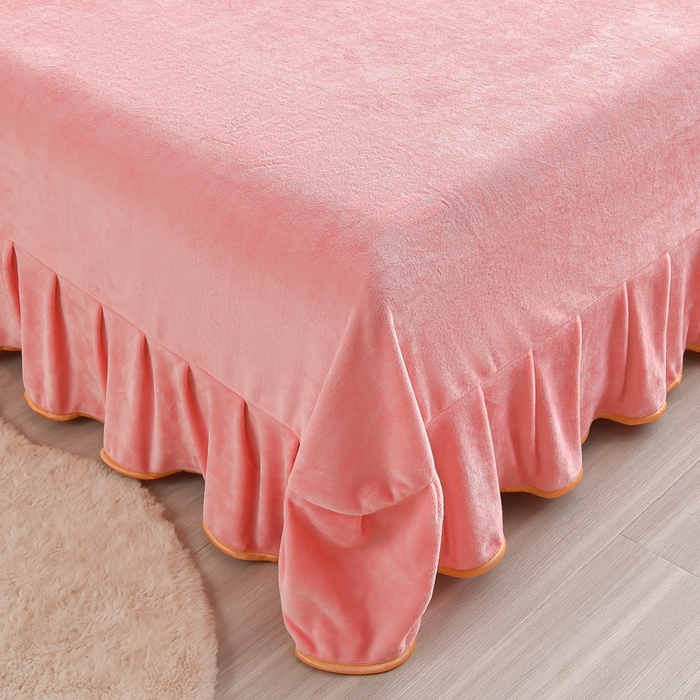 91家纺网 家纺一手货源 找家纺 （总）仟岸家纺 2025新款高克重床裙款印花牛奶绒四件套