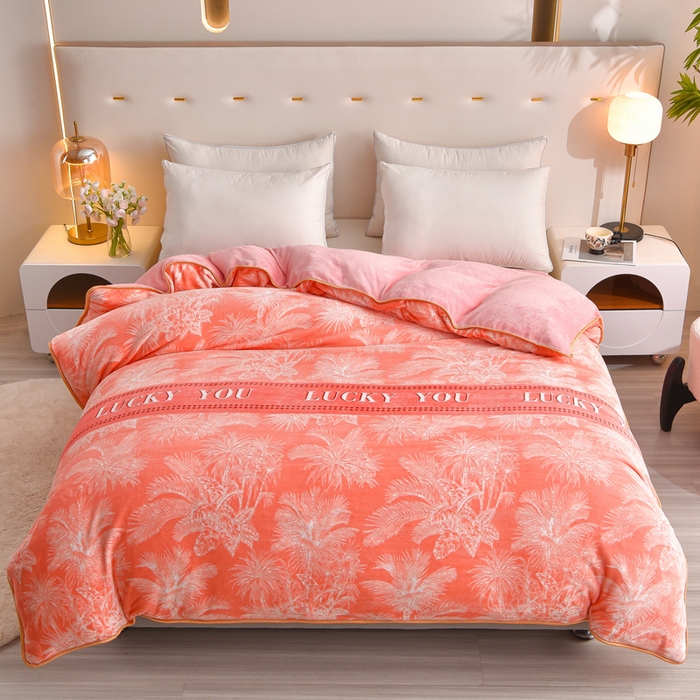 91家纺网 家纺一手货源 找家纺 （总）仟岸家纺 2025新款高克重床裙款印花牛奶绒四件套