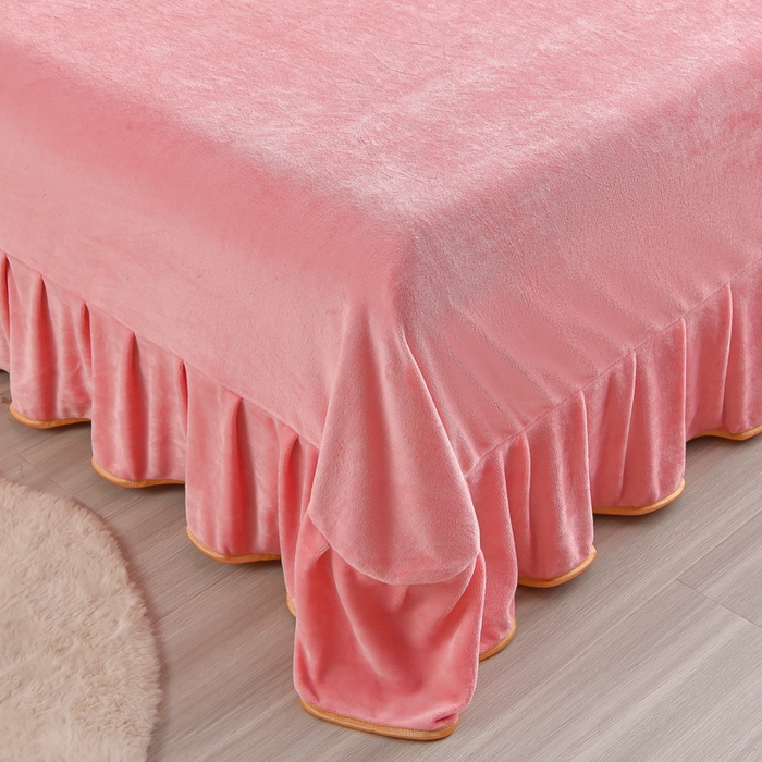 91家纺网 家纺一手货源 找家纺 仟岸家纺 2025新款高克重床裙款印花牛奶绒四件套 繁花