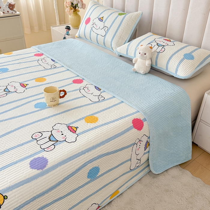 91家纺网 家纺一手货源 找家纺 LIFE.丽芙 2025新款A类四季可用A版全棉数码印花B版牛奶绒单件夹棉炕盖床盖三件套 床盖-乖狗狗