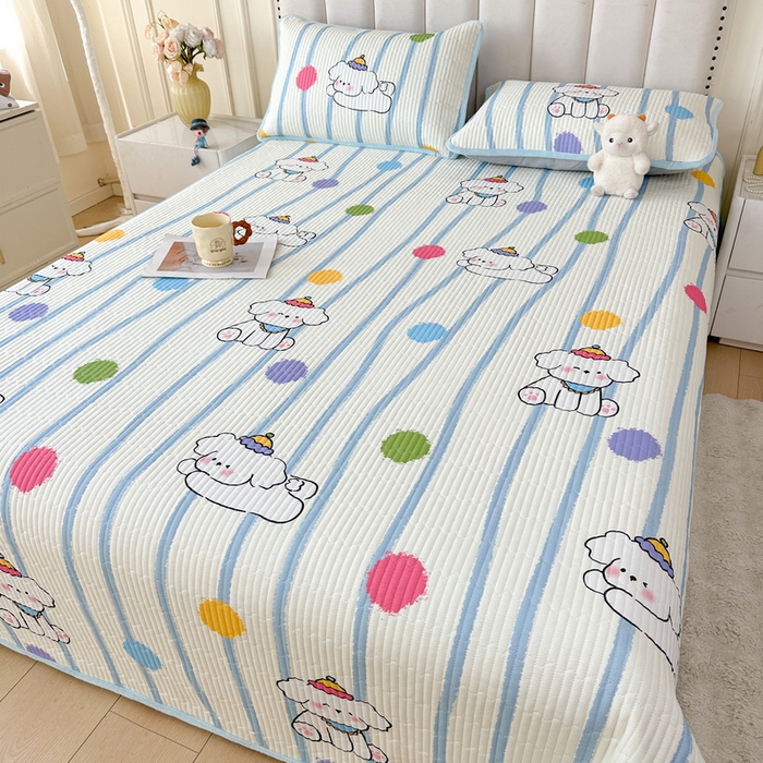 91家纺网 家纺一手货源 找家纺 LIFE.丽芙 2025新款A类四季可用A版全棉数码印花B版牛奶绒单件夹棉炕盖床盖三件套 床盖-乖狗狗