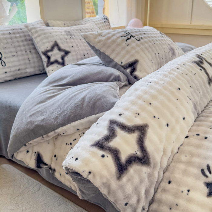 91家纺网 家纺一手货源 找家纺 仟岸家纺 2025新款泡泡绒印花四件套 幻星