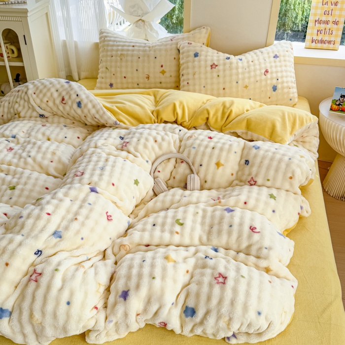 91家纺网 家纺一手货源 找家纺 仟岸家纺 2025新款泡泡绒印花四件套 幻月