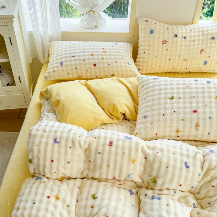 91家纺网 家纺一手货源 找家纺 仟岸家纺 2025新款泡泡绒印花四件套 幻月