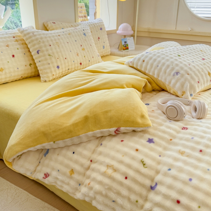 91家纺网 家纺一手货源 找家纺 仟岸家纺 2025新款泡泡绒印花四件套 幻月