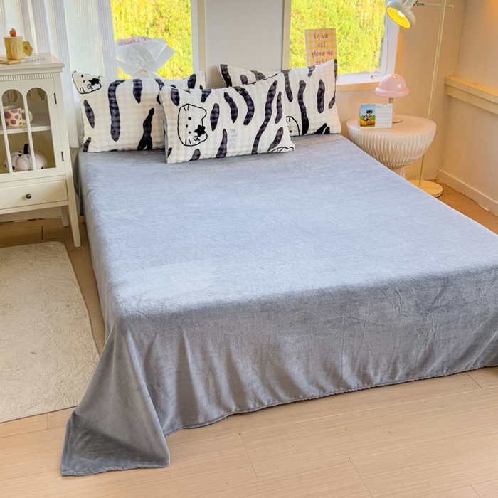 91家纺网 家纺一手货源 找家纺 仟岸家纺 2025新款泡泡绒印花四件套 奶猫