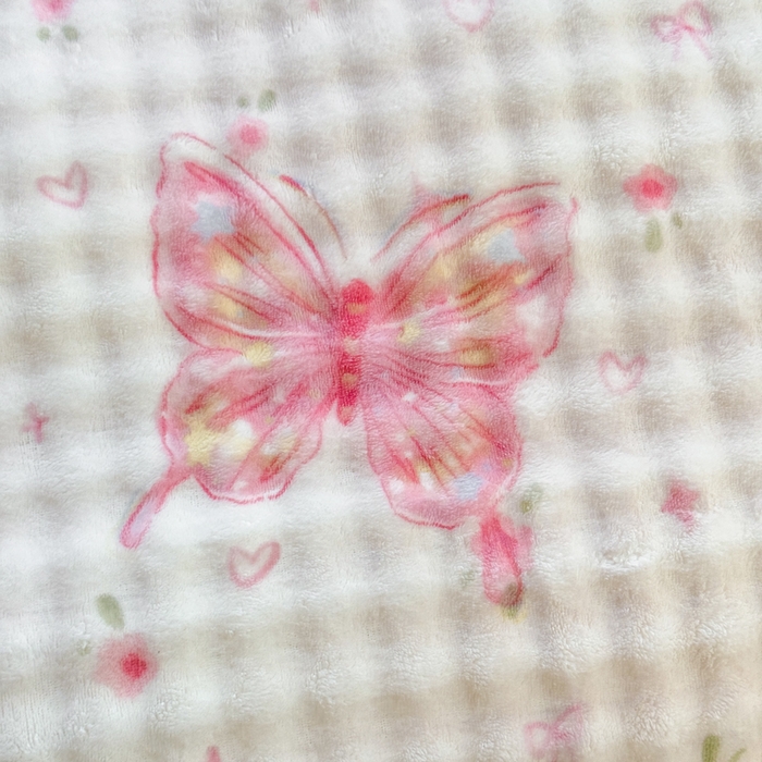 91家纺网 家纺一手货源 找家纺 仟岸家纺 2025新款泡泡绒印花四件套 蝶粉