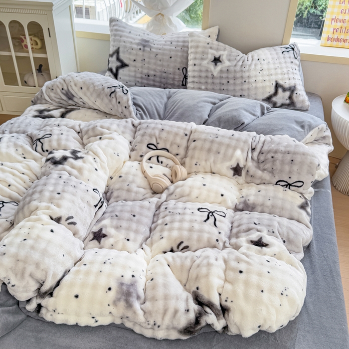 91家纺网 家纺一手货源 找家纺 仟岸家纺 2025新款泡泡绒印花四件套 幻星