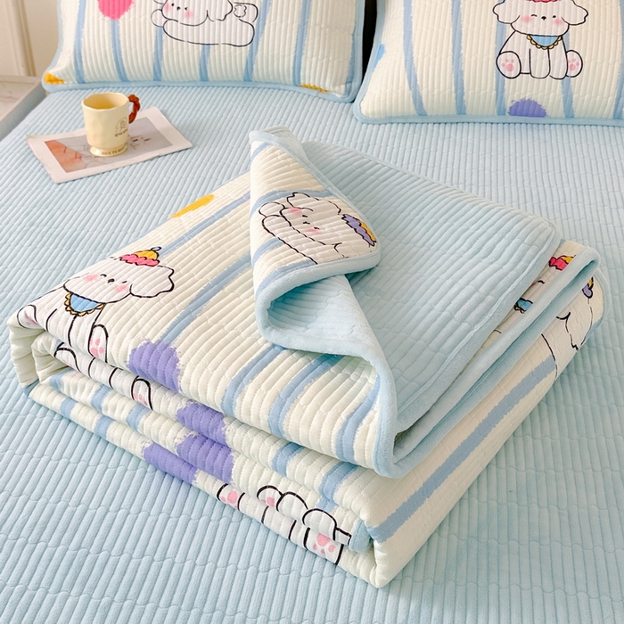 91家纺网 家纺一手货源 找家纺 LIFE.丽芙 2025新款A类四季可用A版全棉数码印花B版牛奶绒单件夹棉炕盖床盖三件套 床盖-乖狗狗