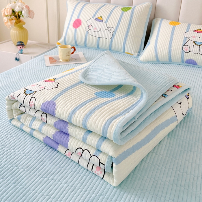 91家纺网 家纺一手货源 找家纺 LIFE.丽芙 2025新款A类四季可用A版全棉数码印花B版牛奶绒单件夹棉炕盖床盖三件套 床盖-乖狗狗