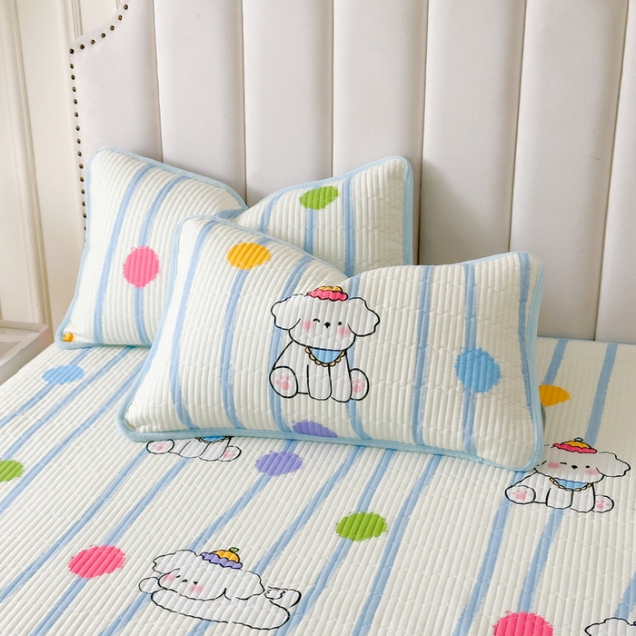 91家纺网 家纺一手货源 找家纺 LIFE.丽芙 2025新款A类四季可用A版全棉数码印花B版牛奶绒单件夹棉炕盖床盖三件套 床盖-乖狗狗