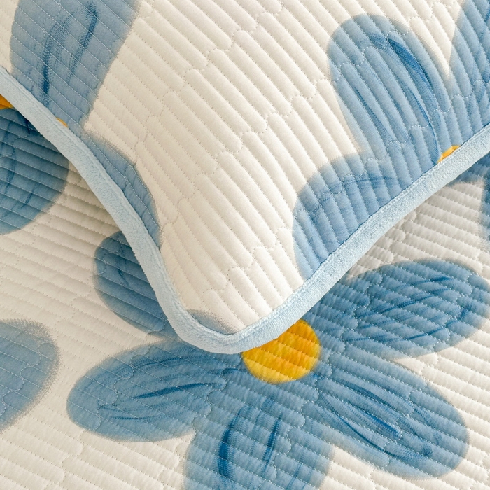 91家纺网 家纺一手货源 找家纺 LIFE.丽芙 2025新款A类四季可用A版全棉数码印花B版牛奶绒单件夹棉炕盖床盖三件套 床盖-向阳花