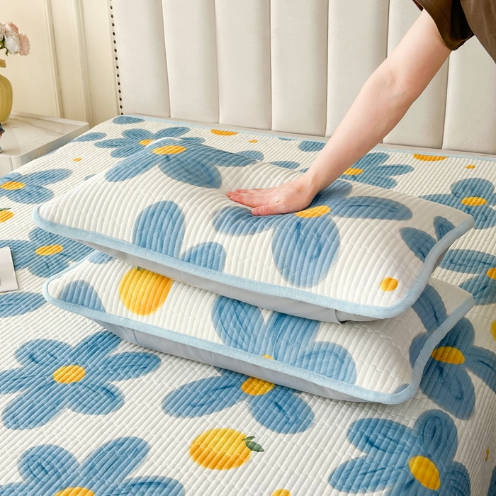 91家纺网 家纺一手货源 找家纺 LIFE.丽芙 2025新款A类四季可用A版全棉数码印花B版牛奶绒单件夹棉炕盖床盖三件套 床盖-向阳花