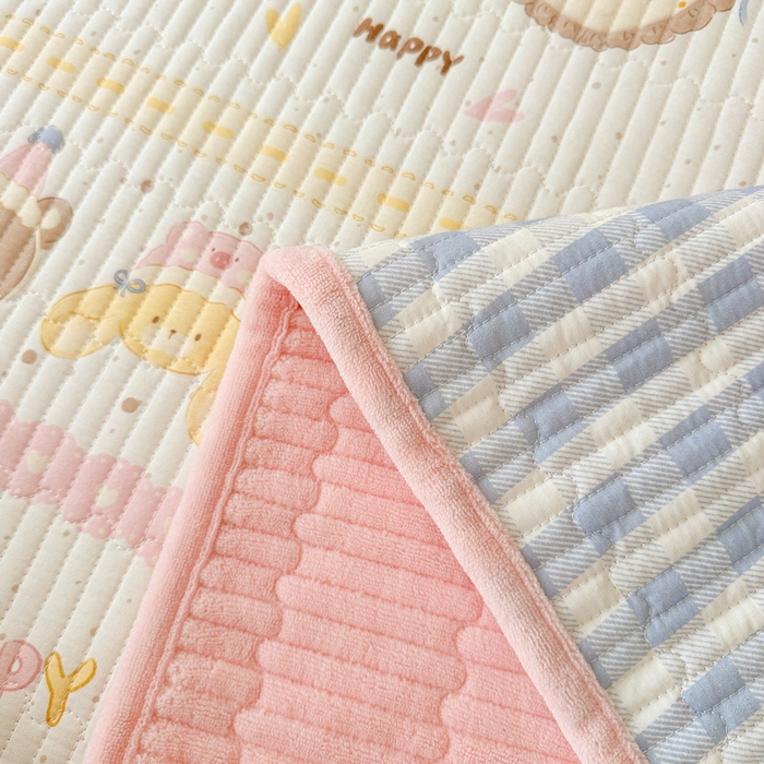 91家纺网 家纺一手货源 找家纺 LIFE.丽芙 2025新款A类四季可用A版全棉数码印花B版牛奶绒单件夹棉炕盖床盖三件套 床盖-乐园