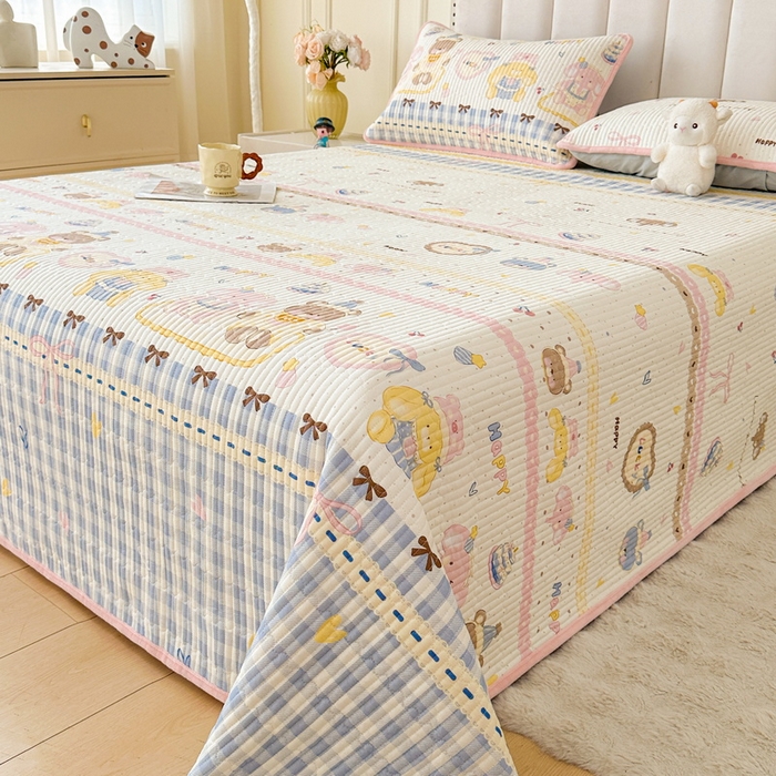 91家纺网 家纺一手货源 找家纺 LIFE.丽芙 2025新款A类四季可用A版全棉数码印花B版牛奶绒单件夹棉炕盖床盖三件套 床盖-乐园