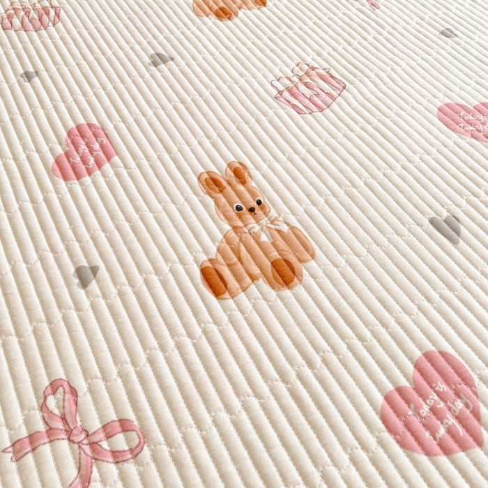 91家纺网 家纺一手货源 找家纺 LIFE.丽芙 2025新款A类四季可用A版全棉数码印花B版牛奶绒单件夹棉床褥垫三件套 床褥垫-安琪拉-粉