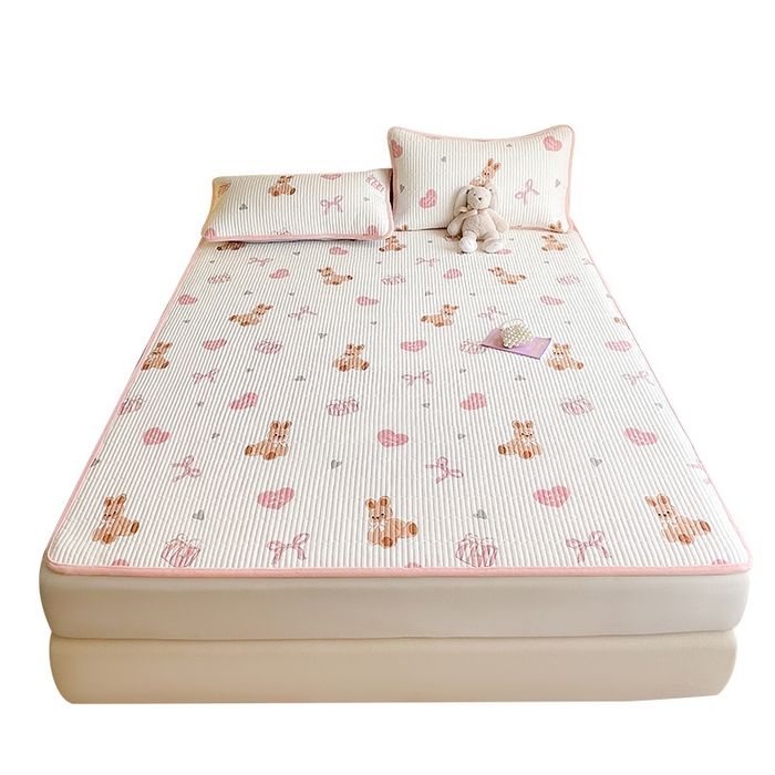 91家纺网 家纺一手货源 找家纺 LIFE.丽芙 2025新款A类四季可用A版全棉数码印花B版牛奶绒单件夹棉床褥垫三件套 床褥垫-安琪拉-粉