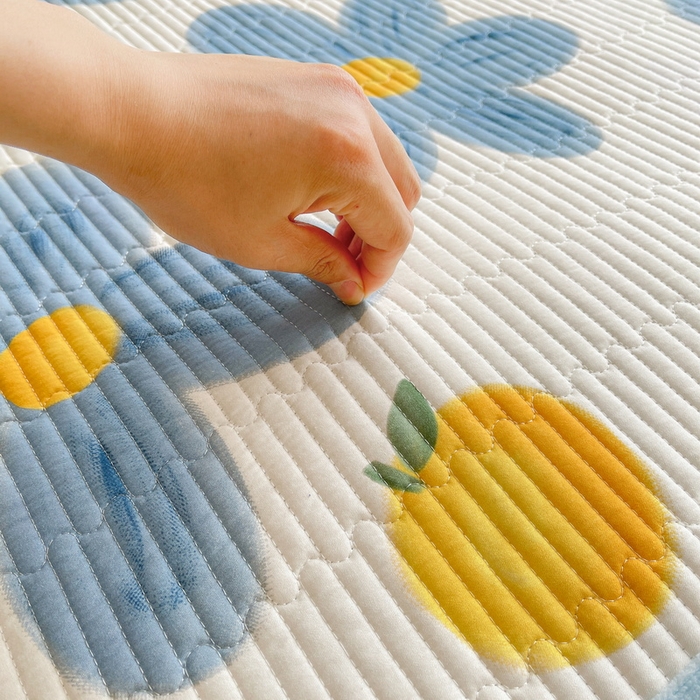 91家纺网 家纺一手货源 找家纺 LIFE.丽芙 2025新款A类四季可用A版全棉数码印花B版牛奶绒单件夹棉床褥垫三件套 床褥垫-向阳花