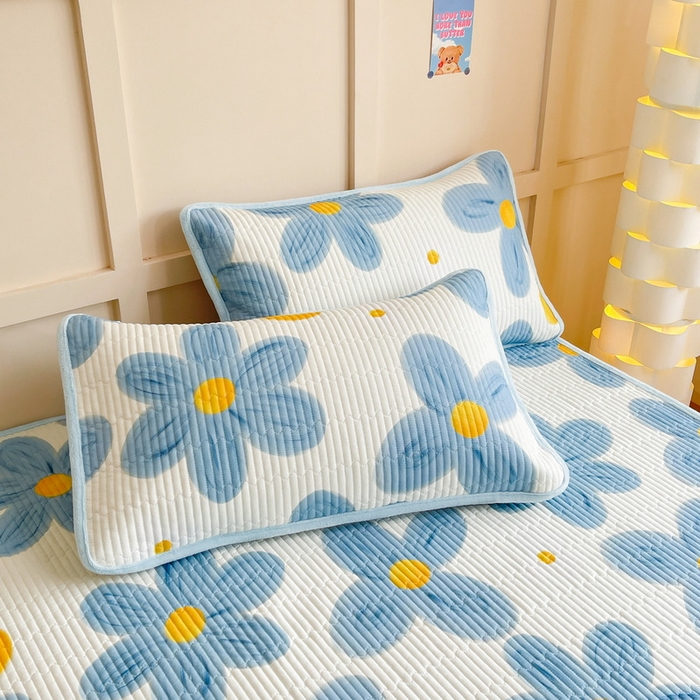 91家纺网 家纺一手货源 找家纺 LIFE.丽芙 2025新款A类四季可用A版全棉数码印花B版牛奶绒单件夹棉床褥垫三件套 床褥垫-向阳花