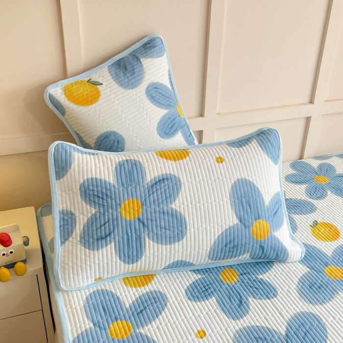 91家纺网 家纺一手货源 找家纺 LIFE.丽芙 2025新款A类四季可用A版全棉数码印花B版牛奶绒单件夹棉床褥垫三件套 床褥垫-向阳花