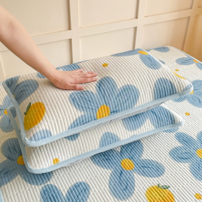 91家纺网 家纺一手货源 找家纺 LIFE.丽芙 2025新款A类四季可用A版全棉数码印花B版牛奶绒单件夹棉床褥垫三件套 床褥垫-向阳花