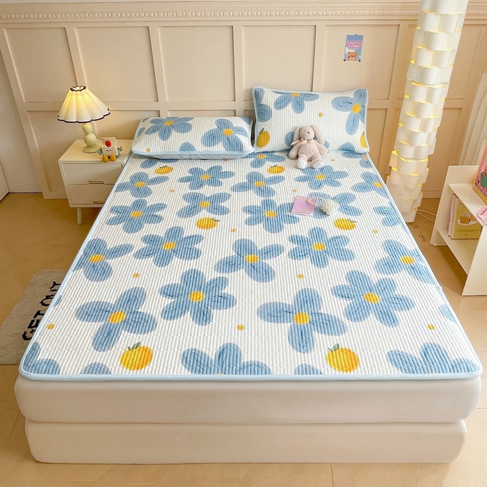 91家纺网 家纺一手货源 找家纺 LIFE.丽芙 2025新款A类四季可用A版全棉数码印花B版牛奶绒单件夹棉床褥垫三件套 床褥垫-向阳花