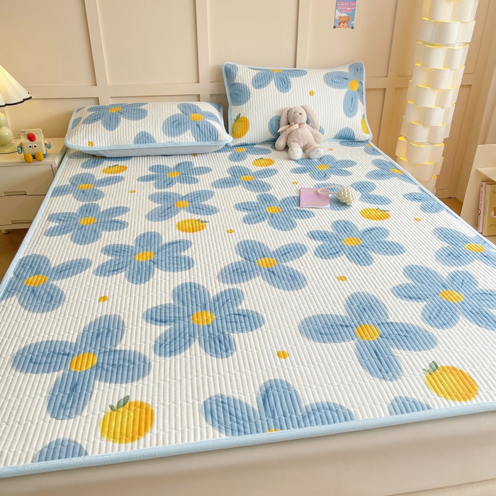 91家纺网 家纺一手货源 找家纺 LIFE.丽芙 2025新款A类四季可用A版全棉数码印花B版牛奶绒单件夹棉床褥垫三件套 床褥垫-向阳花