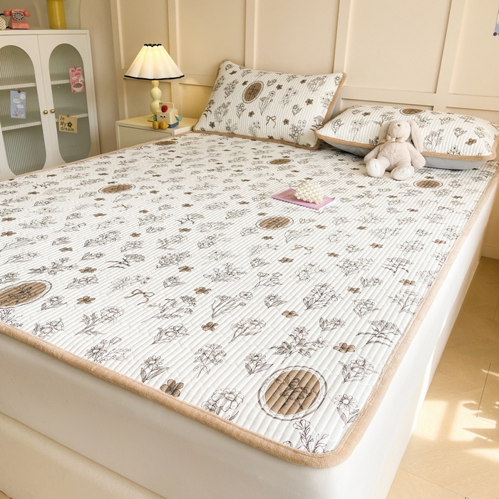 91家纺网 家纺一手货源 找家纺 LIFE.丽芙 2025新款A类四季可用A版全棉数码印花B版牛奶绒单件夹棉床褥垫三件套 床褥垫-芭提雅