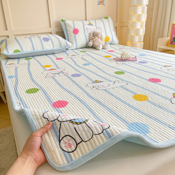 91家纺网 家纺一手货源 找家纺 LIFE.丽芙 2025新款A类四季可用A版全棉数码印花B版牛奶绒单件夹棉床褥垫三件套 床褥垫-乖狗狗