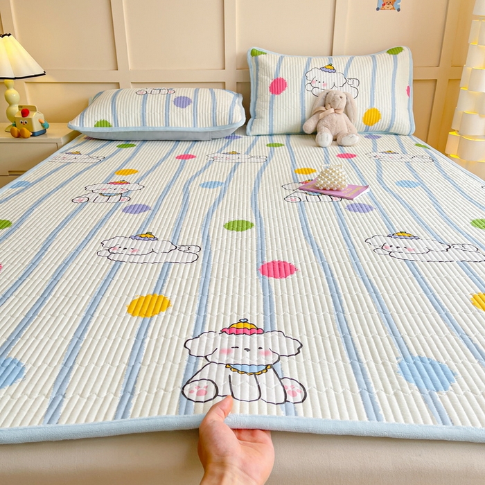 91家纺网 家纺一手货源 找家纺 LIFE.丽芙 2025新款A类四季可用A版全棉数码印花B版牛奶绒单件夹棉床褥垫三件套 床褥垫-乖狗狗