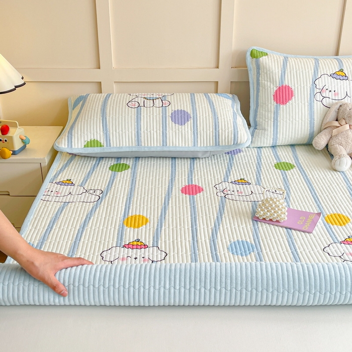 91家纺网 家纺一手货源 找家纺 LIFE.丽芙 2025新款A类四季可用A版全棉数码印花B版牛奶绒单件夹棉床褥垫三件套 床褥垫-乖狗狗