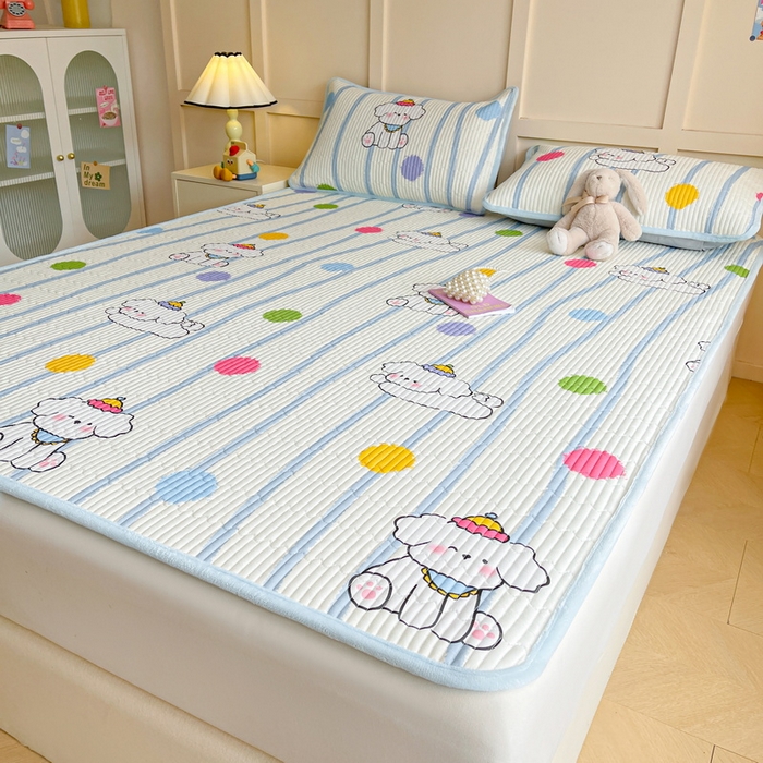 91家纺网 家纺一手货源 找家纺 LIFE.丽芙 2025新款A类四季可用A版全棉数码印花B版牛奶绒单件夹棉床褥垫三件套 床褥垫-乖狗狗