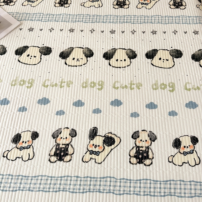 91家纺网 家纺一手货源 找家纺 LIFE.丽芙 2025新款A类四季可用A版全棉数码印花B版牛奶绒单件夹棉炕盖床盖三件套 床盖-调皮狗狗